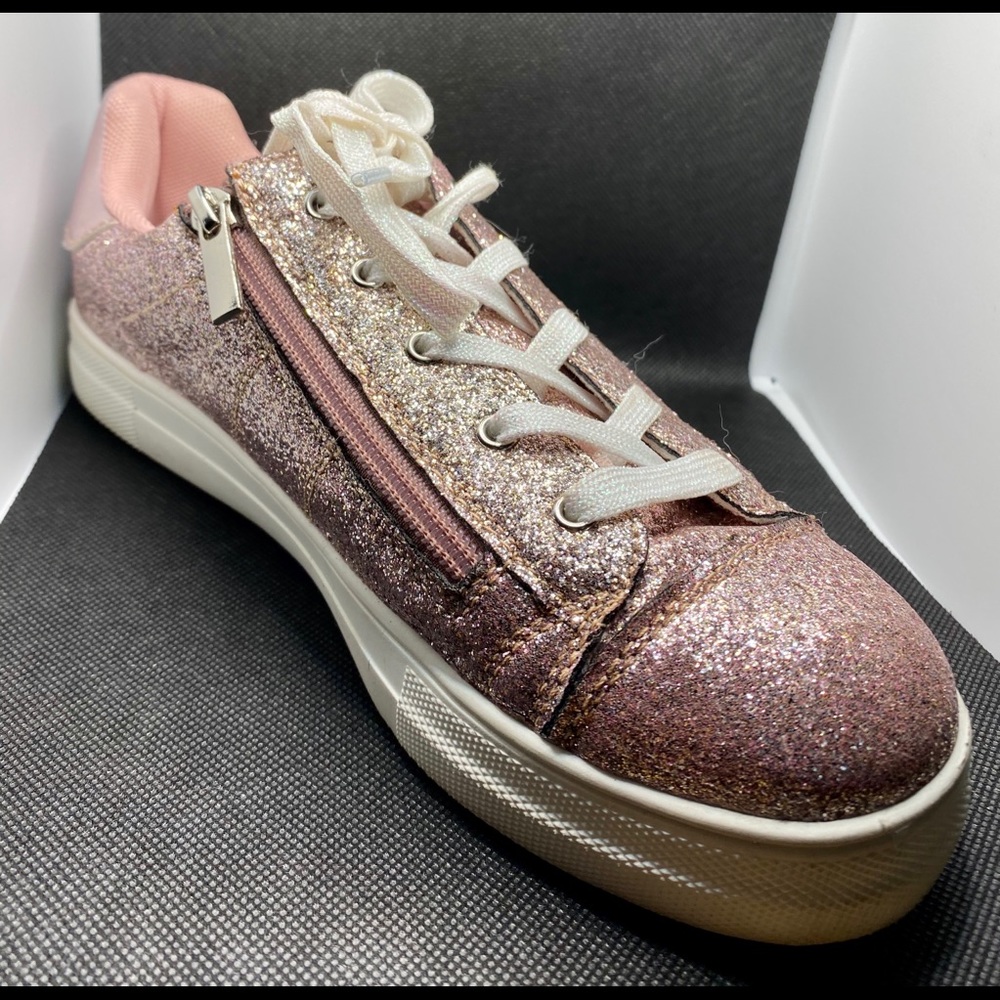 Youth Pink Glitter Zip Tennis Shoes